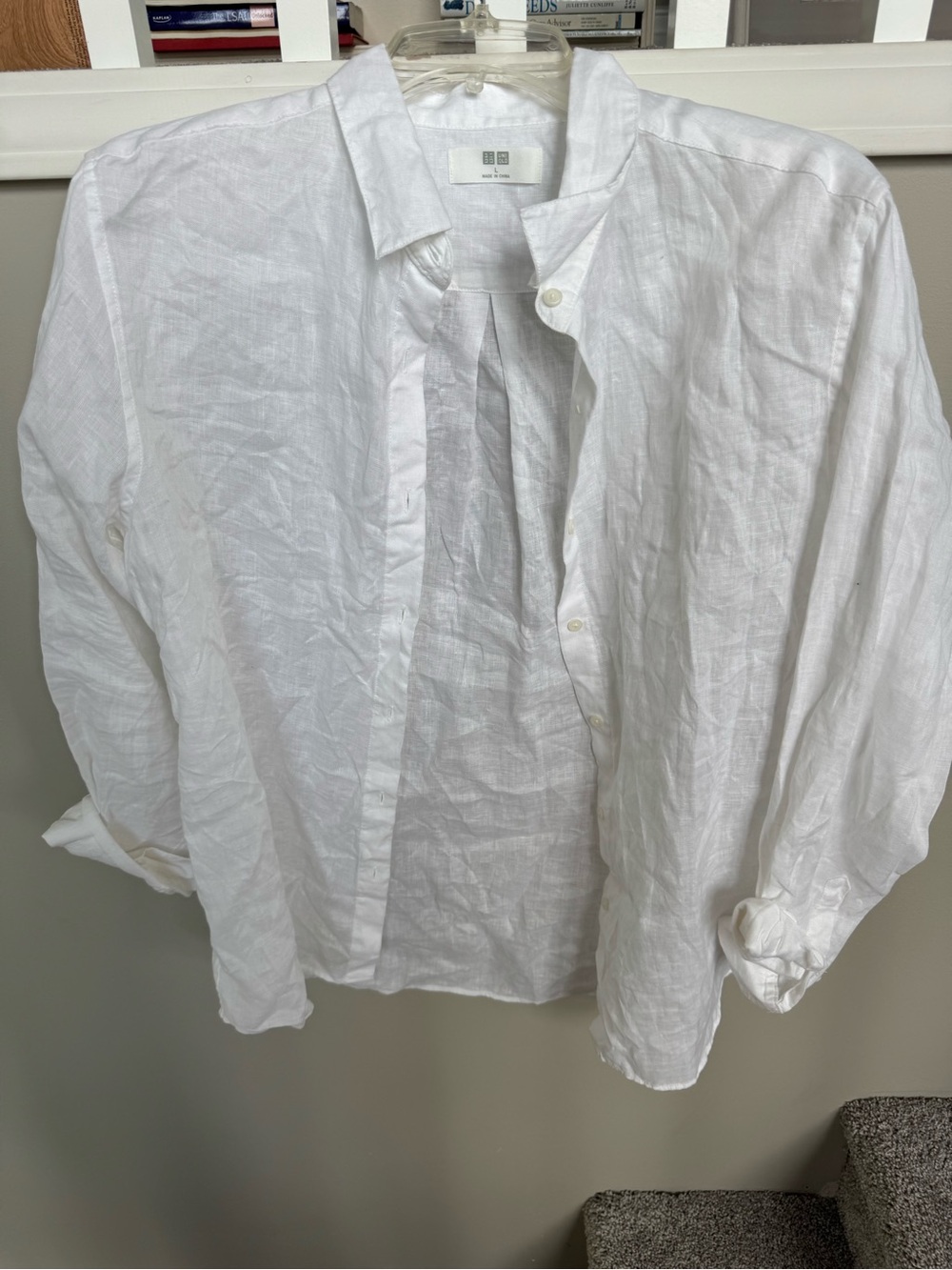 Uniqlo White Linen Casual Button-Down Shirt